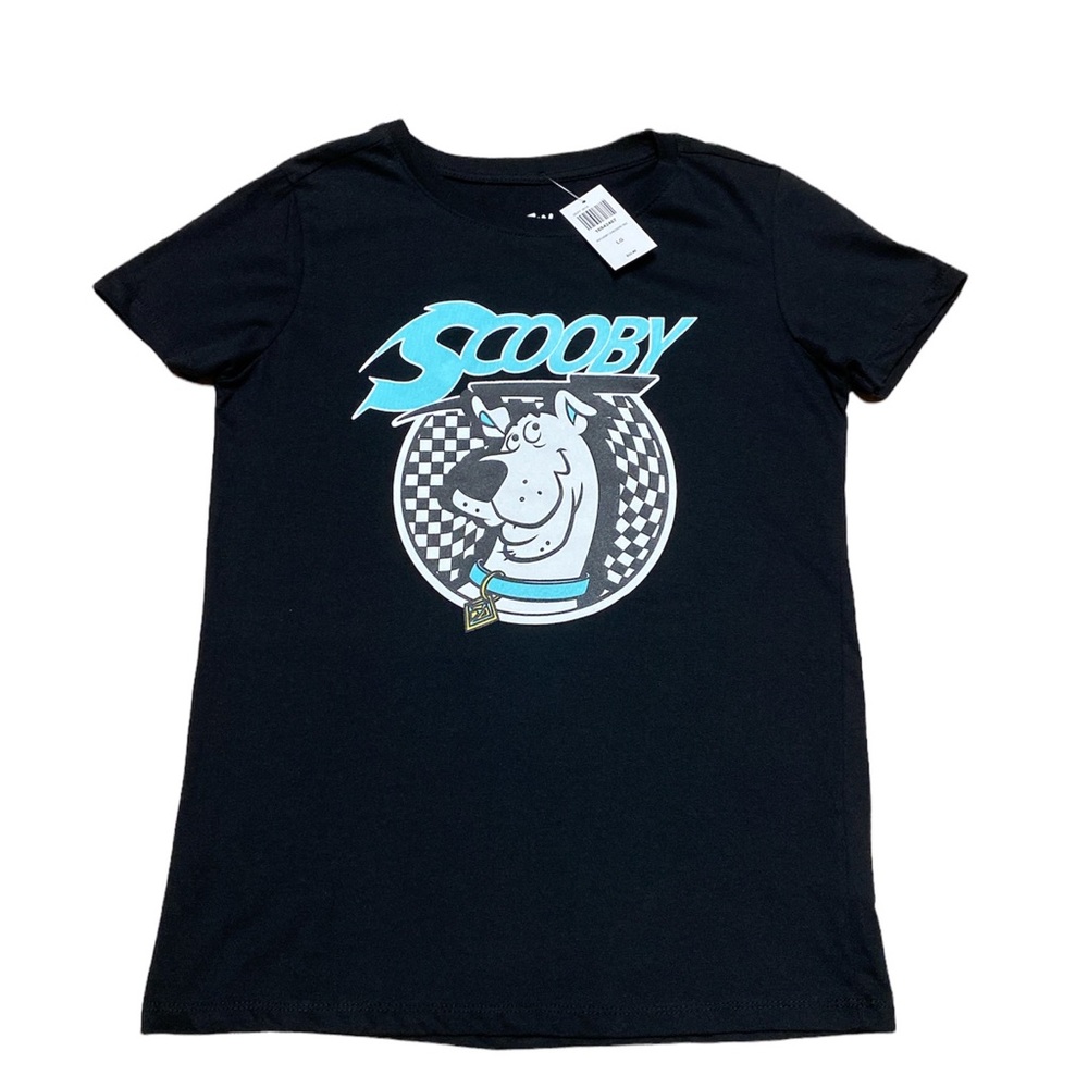 Scooby Doo Checkered Juniors T Shirt Black Size L NEW NWT
